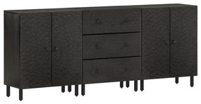 vidaXL Móveis de apoio 3 pcs 60x33x75cm madeira mangueira maciça preto