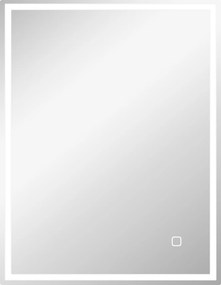 HOMCOM Espelho de Banheiro com Iluminação 90x70 cm Espelho LED de Parede com Função de Memória 3 Cores de Luz Prata | Aosom Portugal