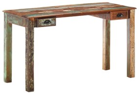 vidaXL Secretária 130x55x76 cm madeira recuperada maciça