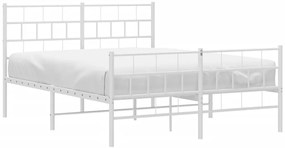 Estrutura de cama com cabeceira e pés 140x190 cm metal branco