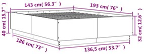 Estrutura cama 140x190 cm derivados de madeira cinzento sonoma
