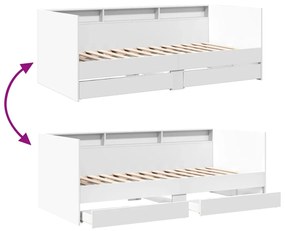 Sofá-cama com gavetas sem colchão 90x190 cm branco