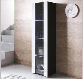 Vitrine Alta Bilbao – 40x167 cm – Preto e Branco com LED Azul
