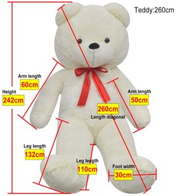 Urso de peluche 242 cm branco
