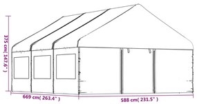 Gazebo com telhado 6,69x5,88x3,75 m polietileno branco