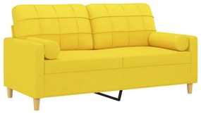 Sofá 2 lug. + almofadas decorativas 140 cm tecido amarelo-claro