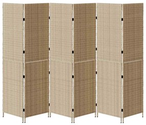 Divisória 6 Painéis Dobrável Bege 294x180 cm Polyrattan