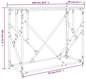 Mesa consola 100x40x80 cm derivados de madeira cinzento sonoma