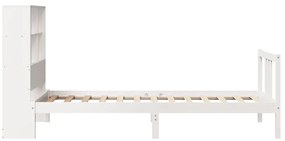 Cama com estante sem colchão 90x200 cm pinho maciço branco