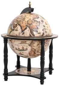 Garrafeira forma de globo madeira eucalipto maciça preto