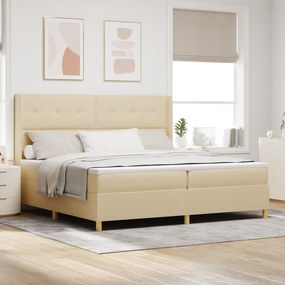 Cama Box Springs vidaXL com Colchão e LED Creme 200x200 cm Tecido
