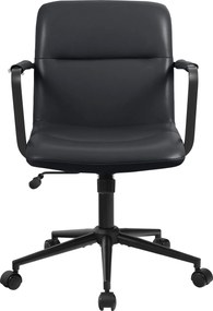 Cadeira de Escritório Hilda Couro Genuíno Preto
