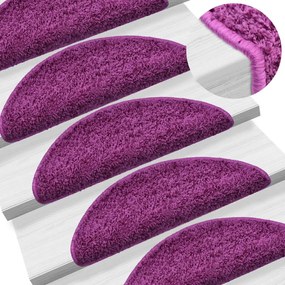 vidaXL Tapetes de escada 15 pcs 65x21x4 cm violeta