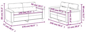 2 pcs conjunto de sofás com almofadões couro artificial preto