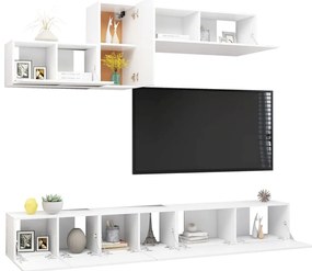 6 pcs conjunto de móveis de TV derivados de madeira branco