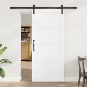 Porta Deslizante Conjunto de 2 Branca e preta Madeira, metal
