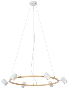 Smart Pendant Light Wood with White Round 6-Lights Incl. WiFi GU10 - Jeana Circle