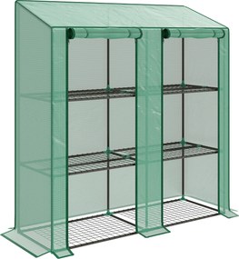 Outsunny Estufa de Jardim de 3 Níveis Estufa de Terraço com Prateleiras para Cultivo de Plantas em Pátio 143x46x141/151 cm Verde | Aosom Portugal