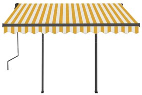 Toldo retrátil automático com postes 3,5x2,5 m amarelo e branco