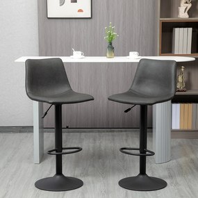 Conjunto de 2 bancos de bar, ajustáveis e giratórios, com apoio para os pés e revestimento sintético - preto - altura ajustável entre 90 e 110 cm