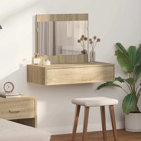vidaXL Mesa de Maquiagem Suspensa Carvalho Sonoma 83x40x70 cm