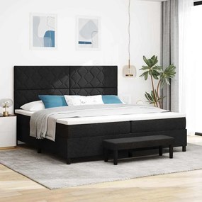 vidaXL Cama Box Spring com Colchão e Banco Preto 200x200 cm Tecido