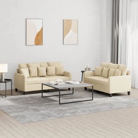3201650 vidaXL 2 pcs conjunto de sofás com almofadões tecido cor creme
