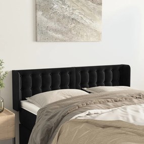 vidaXL Cabeceira de cama c/ abas tecido 147x16x78/88 cm preto