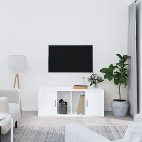 vidaXL Móvel para TV 100x35x40 cm madeira processada branco brilhante