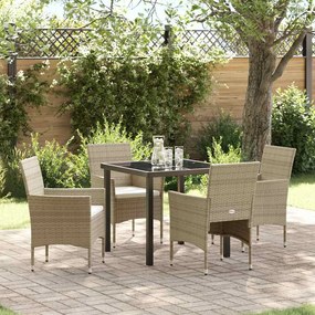 vidaXL Conjunto de 5 Cadeiras de Jantar de Jardim Bege Rattan Polipropileno