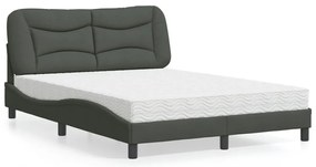 vidaXL Cama com colchão 120x200 cm tecido cinzento-escuro