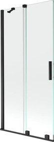 Mexen Velar resguardo de banheira de correr de 2 painéis 90 x 150 cm, transparente, preto - 896-090-000-01-70
