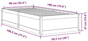 Cama sem colchão 90x190 cm madeira de pinho maciça