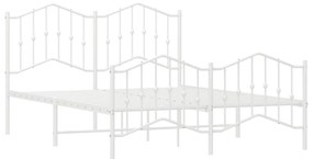 Estrutura de cama com cabeceira e pés 140x190 cm metal branco