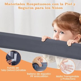 Barra segurança Cama para bebés dobrável Cama de solteiro Cama de casal 120 x 40,5 x 42 cm Cinzento