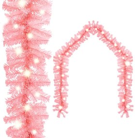 Grinalda de Natal com luzes LED 10 m cor-de-rosa