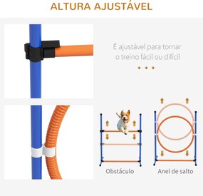 Jogo de Agilidade para Cães de 4 Peças com Piquetes para Slalom Zona de Descanso Valla e Anel de Salto Laranja e Azul