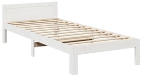 Cama sem colchão 90x200 cm madeira de pinho maciça branco