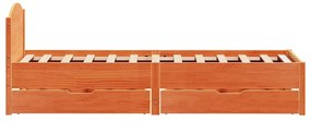 Cama sem colchão 90x190 cm madeira de pinho maciça castanho-mel