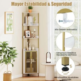 Estante de canto 32 x 32 x 170 cm com 6 níveis com portas para sala, escritório Branca