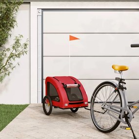 vidaXL Reboque bicicleta animais tecido oxford/ferro vermelho