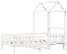 Estrutura de cama com telhado 100x200 cm pinho maciço branco