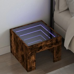 Mesa de cabeceira c/ LED Infinity 40x40x30 cm carvalho fumado