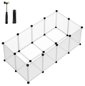 Cercadinho para animais de estimação SONGMICS com piso, cercado para pequenos animais, gaiola de plástico faça você mesmo, cercado interno para hamsters, coelhos, ouriços, porquinhos-da-índia, branco LPC001W01