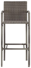 7 pcs conjunto de bar p/ jardim acácia maciça/vime PE cinzento