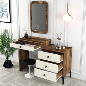 Cômoda Lizbon500 – Nogueira e Creme – 124x84,7x40 cm