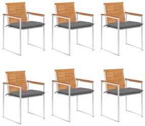 vidaXL Cadeiras de jardim 6 pcs c/ almofadões madeira de acácia maciça
