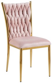 Cadeira Wiwen Golden Veludo - Rosa