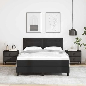 Cama Box com Colchão - Preta, 140 x 200 cm, de Couro Sintético