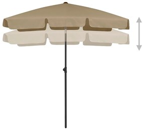 Guarda-sol de praia 180x120 cm cinzento-acastanhado